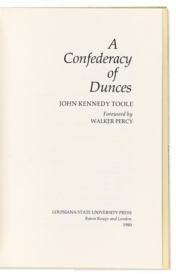 Toole, John Kennedy (1937-1969) A Confederacy of Dunces.